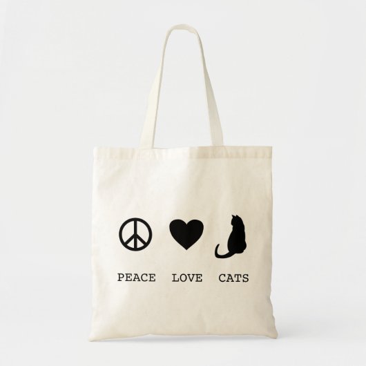 Tote Bag Chats Peace Love | Budget Fourre-tout (Devant)