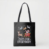 Tote Bag Chats pour tout le monde Noël Chat Funny Noël Père (Devant)