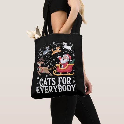Tote Bag Chats pour tout le monde Noël Chat Funny Noël Père (De près)