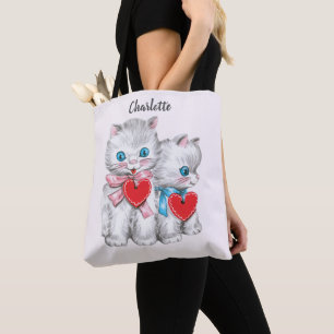 Tote Bag Chats rétro de la Saint-Valentin, chaton mignon vi