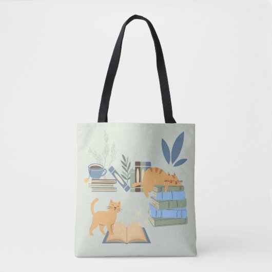 Tote Bag Chats sur livres (Devant)