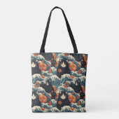 Tote Bag Chats Ukiyo-e de Kanagawa Motif (Dos)