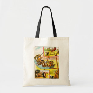 Tote Bag Chats Vintages amusants à la traîne sur terrain de