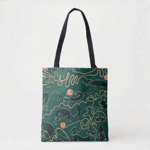 Tote Bag Chats Vintages : Doodle Motif transparent