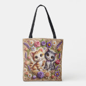 Tote Bag Chats Whimsical & Fourre-tout Florale (Dos)