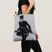 Tote Bag Chatte Encre Brosse Pose (De près)