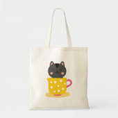 Tote Bag Chatte mignonne en dessin animé sur la menthe (Devant)