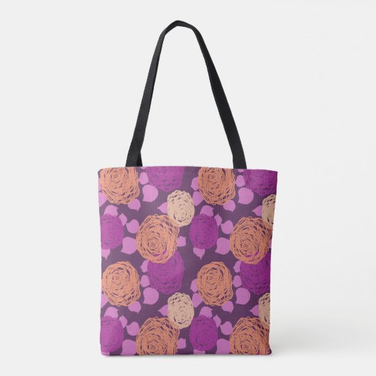 Tote Bag Chaud rose Fuchsia Rose Monogramme Nom personnalis (Dos)