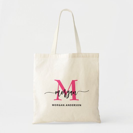 Tote Bag Chaud rose moderne Script Girl Monogramme Nom (Devant)