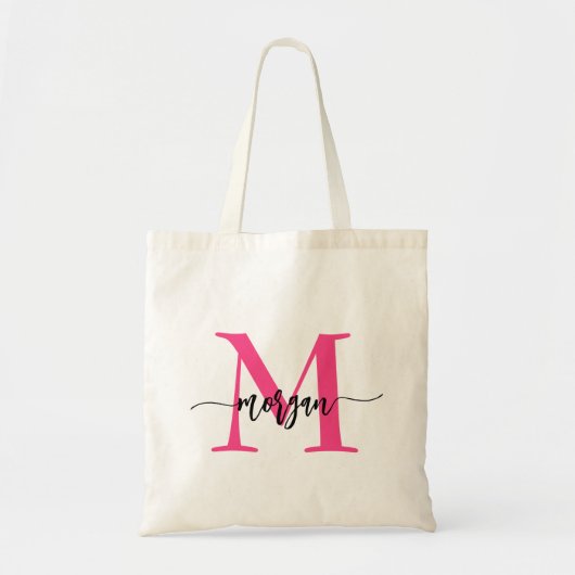 Tote Bag Chaud rose moderne Script Girl Monogramme Nom (Devant)