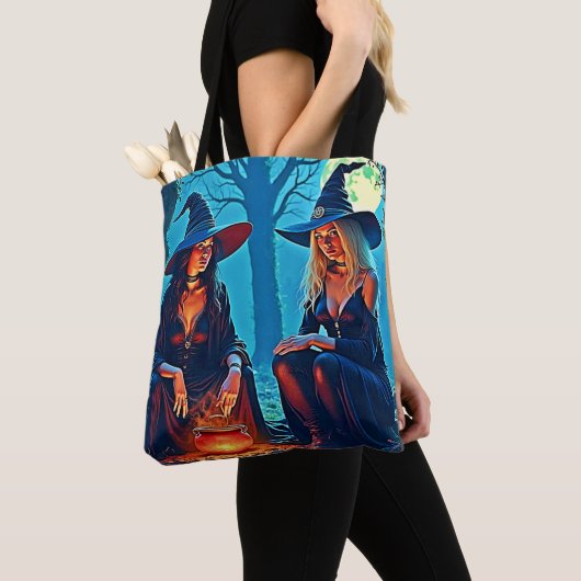 Tote Bag Chaudière ensorcelée des sorcières mystiques (De près)