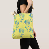 Tote Bag Chaussettes Motif de tournesol bleu (De près)