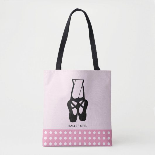 Tote Bag Chaussons De Ballet Noir En Pointe Fille Ballet (Devant)
