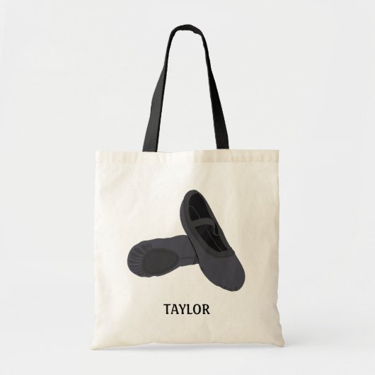 Tote Bag Chaussures de Ballet Noir Chaussons Personnalisées (Devant)