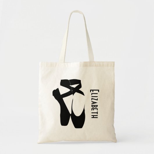 Tote Bag Chaussures de Ballet Noir Personnalisées En Pointe (Devant)