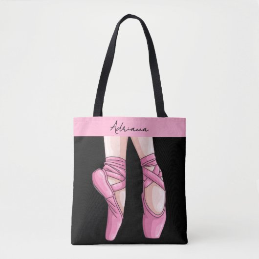 Tote Bag Chaussures en Ballet Rose dessinées à la main (Devant)