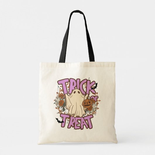 Tote Bag Chauve-souris fantôme - Crânes Fleurs - Trick ou T (Dos)