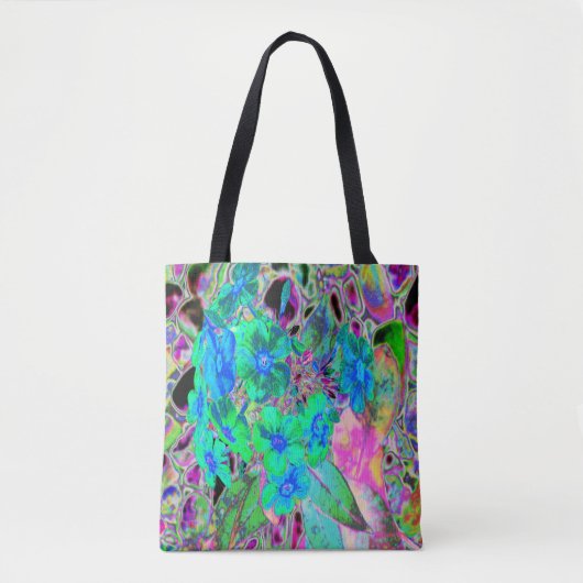 Tote Bag Chaux psychédélique Trippy Lime Vert et Bleu Fleur (Devant)