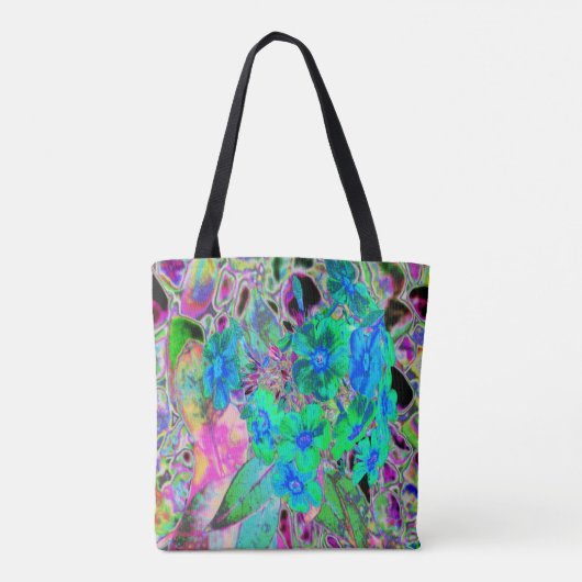 Tote Bag Chaux psychédélique Trippy Lime Vert et Bleu Fleur (Dos)