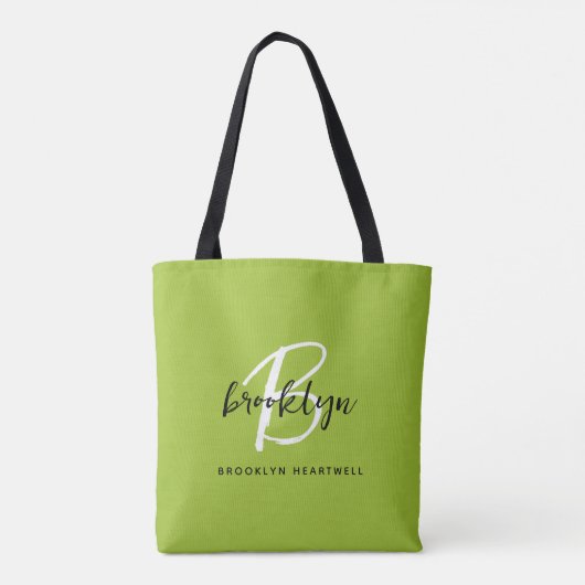 Tote Bag Chaux Vert Noir Blanc Noir Monogramme Nom (Dos)