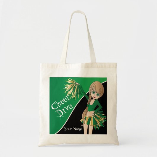 Tote Bag Cheer Diva Green Pom-pom girl (Devant)