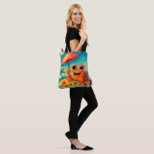 Tote Bag Cheerful Beach Crab with Umbrella Tropical (Sur le modèle)