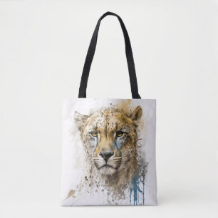 Tote Bag Cheetah Portrait Animal Peinture Faune En Plein Ai