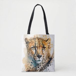 Tote Bag Cheetah Portrait Animal Peinture Faune Extérieur
