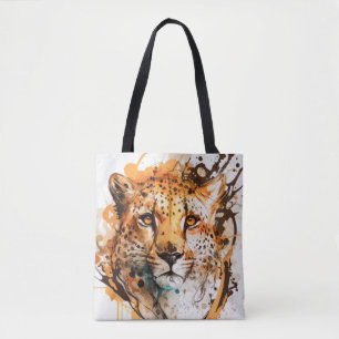 Tote Bag Cheetah Portrait Animal Peinture Faune Extérieur
