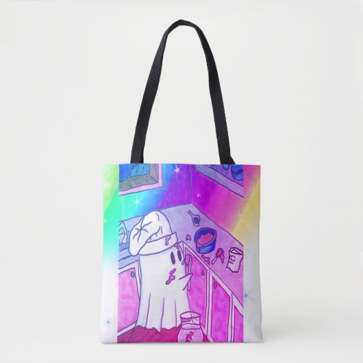 Tote Bag Chef Kurt - Ghost mignon avec arc-en-ciel (Devant)