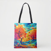 Tote Bag Chemin Envoûtant sous la Lune d'Automne (Devant)