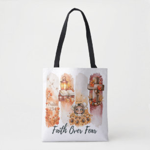 Tote Bag Chemise d'automne Psaume 23:4 La foi sur la peur