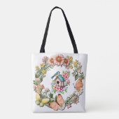 Tote Bag Chemise Fleur sauvage d'aquarelle avec papillons (Dos)