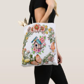 Tote Bag Chemise Fleur sauvage d'aquarelle avec papillons (De près)