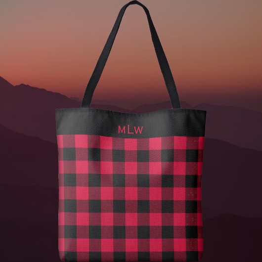 Tote Bag Chèque-bison noir et rouge