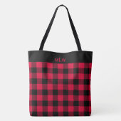 Tote Bag Chèque-bison noir et rouge (Dos)