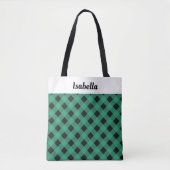 Tote Bag Chèque de bison vert personnalisé avec motif (Devant)
