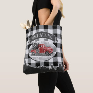 Tote Bag Chèque de Noël Vintage Camion Rouge blanc Buffle