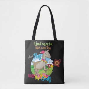 Tote Bag CHÈQUE Je veux juste jouer au thé avec des chèvr