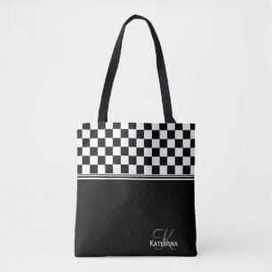 Tote Bag Chèque personnalisé en noir et blanc