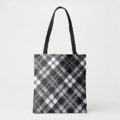 Tote Bag Chèque Tartan noir blanc Ferme moderne (Devant)