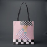 Tote Bag Chèques d'art moderne À damiers roulettes de patin<br><div class="desc">Roller skater girl en chèques en jupe, lilas checkers en quads, roller en damier motif disco plancher. Pieds abstraits parfaits patins à roulettes art pour poupée, femme, fille. Patins à roulettes amovibles design motif sur décoration maison, tasses, papier d'emballage, etc. Roller skates art illustration design cadeau pour fille, petite-fille, derby...</div>