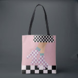 Tote Bag Chèques d'art moderne À damiers roulettes de patin<br><div class="desc">Roller skater girl en chèques en jupe, lilas checkers en quads, roller en damier motif disco plancher. Pieds abstraits parfaits patins à roulettes art pour poupée, femme, fille. Patins à roulettes amovibles design motif sur décoration maison, tasses, papier d'emballage, etc. Roller skates art illustration design cadeau pour fille, petite-fille, derby...</div>