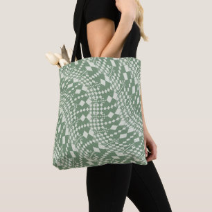 Tote Bag Chèques déformées en vert