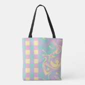 Tote Bag Chèques et perles Pastel Rose, Jaune, Violet & Ver (Dos)