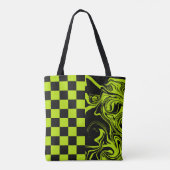 Tote Bag Chèques et permules - Lime vert et noir (Dos)