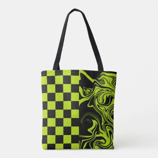 Tote Bag Chèques et permules - Lime vert et noir (Dos)