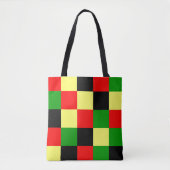 Tote Bag Chèques rouges, jaunes, noirs et verts (Devant)