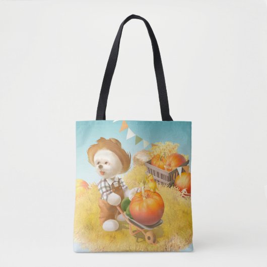 Tote Bag Cher fermier chien avec Citrouille (Devant)