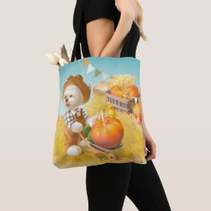 Tote Bag Cher fermier chien avec Citrouille